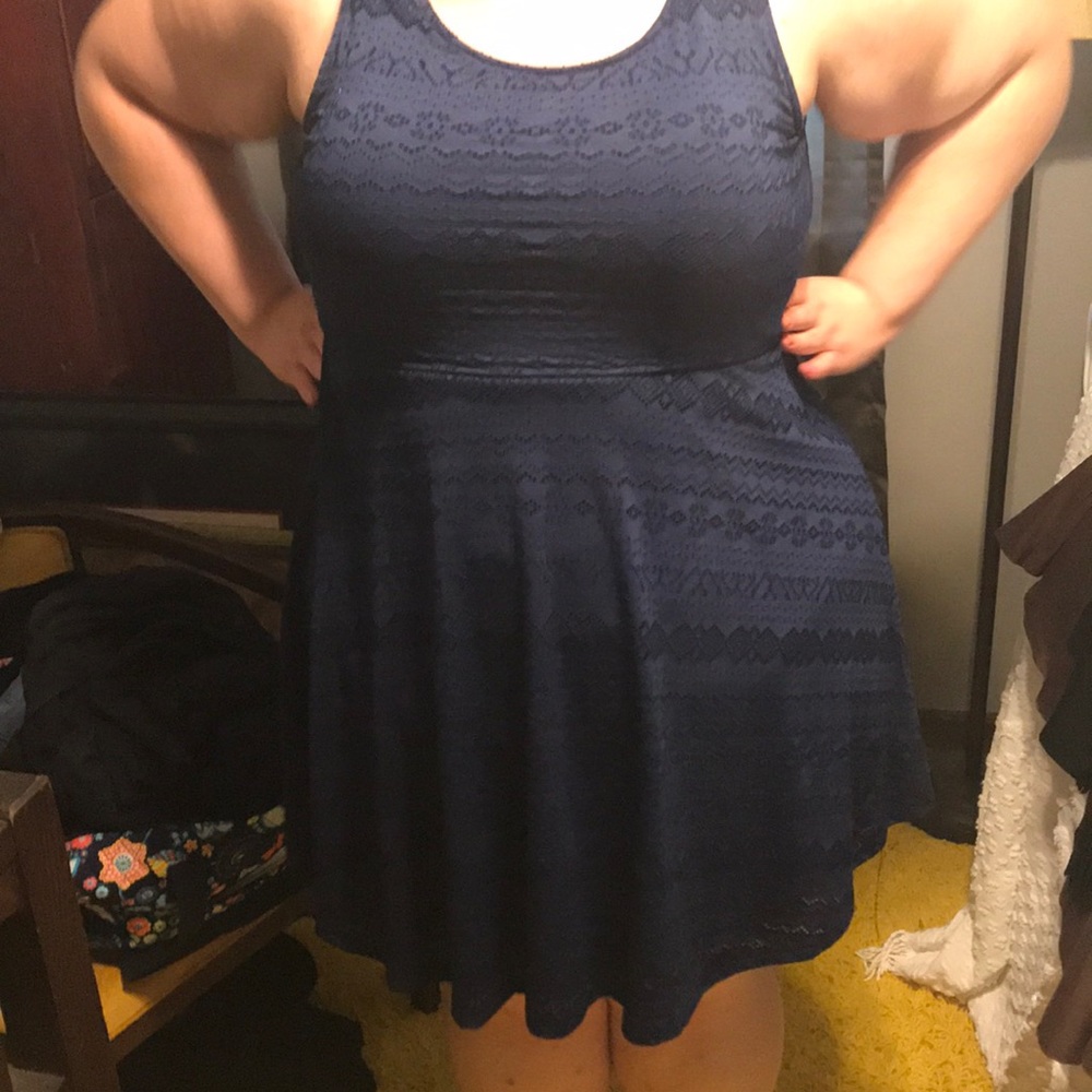 Navy stretch lace fit & Flare dress size 2/3 XL